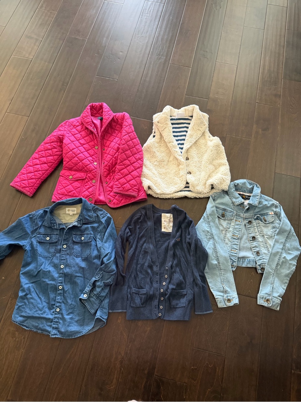Ralph Lauren Hot Pink Quilted Kids Jacket and cardigan,vests bundle 6x-7
